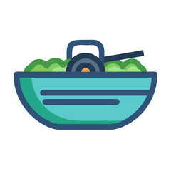 Simple cartoon illustration of healthy salad ingredients inside bowl