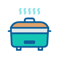 Colorful electric slow cooker cooking food icon vector
