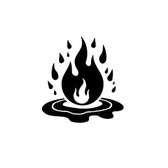 Minimalist depiction of a flame with fluid drips, conveying elemental power