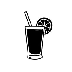 Minimalist black and white image of a refreshing beverage with a slice of fruit