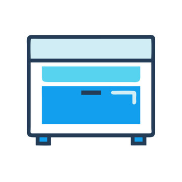 recommend clip art: Blue nightstand with drawer, bedroom furniture illustration