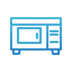Fototapeta premium Blue gradient microwave oven line icon illustration