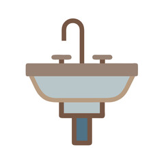 Minimalist Bathroom Sink Illustration Isolated on Black Background