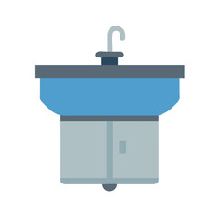 Bathroom sink icon with cabinet on black background