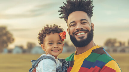 Happy father daughter outdoor portrait.