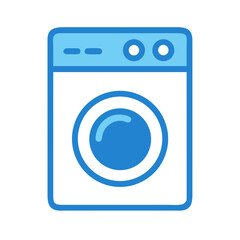 Blue Washing Machine Icon on Black Background