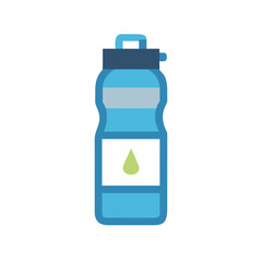 Blue Water Bottle Vector Icon, Isolated on Black
