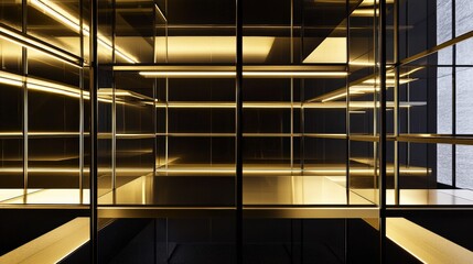 Sleek Modern Walk-in Closet with Elegant Lighting and Shelving Design