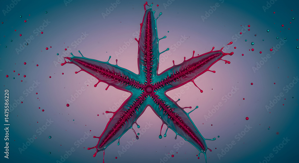 Poster abstract starfish with vibrant color palette on a soft background