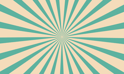 Retro radial sunburst background in vintage beige and teal tones. Great for nostalgic designs, comic art, pop culture visuals, or creative digital design elements.