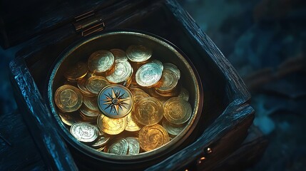 Golden coins in a round container