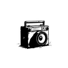 Monochromatic interpretation of a vintage camera rendered in a stylized manner