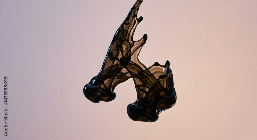 Poster abstract dark waves on a subtle gradient background with liquid motion