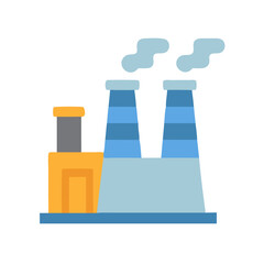 Flat Illustration of a Factory With Smoke Emissions