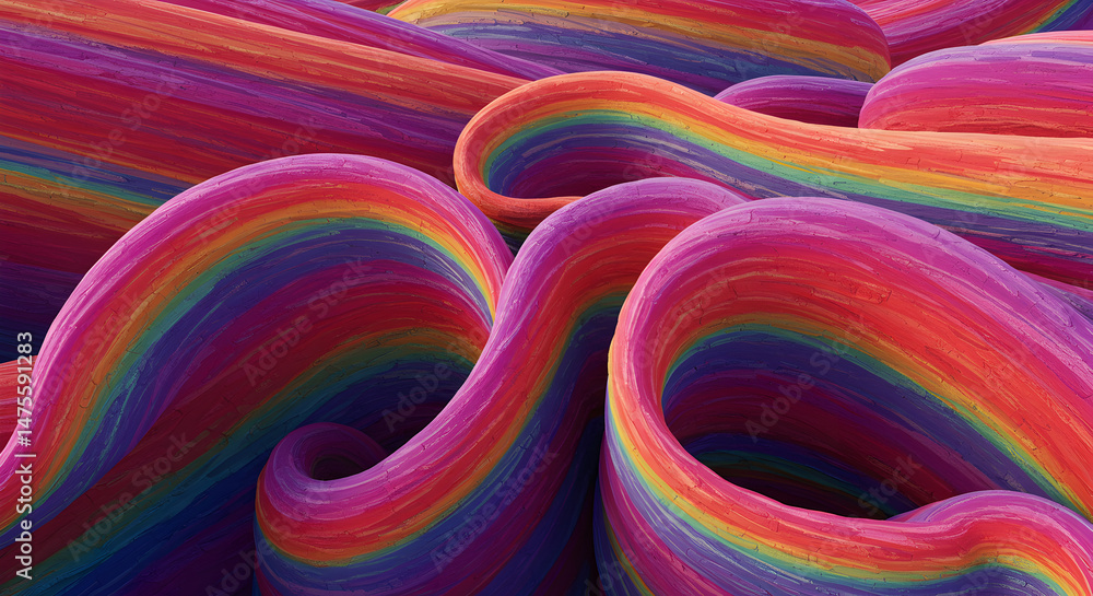 Aufkleber vibrant rainbow strands: an abstract wave formation in a colorful rendering