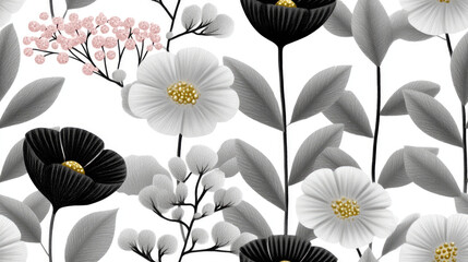 Black and white floral pattern background