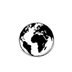 Obraz premium Monochrome Earth Globe Sketch: Artistic Rendition of Continental Landmasses