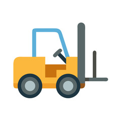 Simple flat vector forklift icon, equipment, warehouse concept