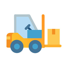 Forklift Truck Vector Illustration on Black Background