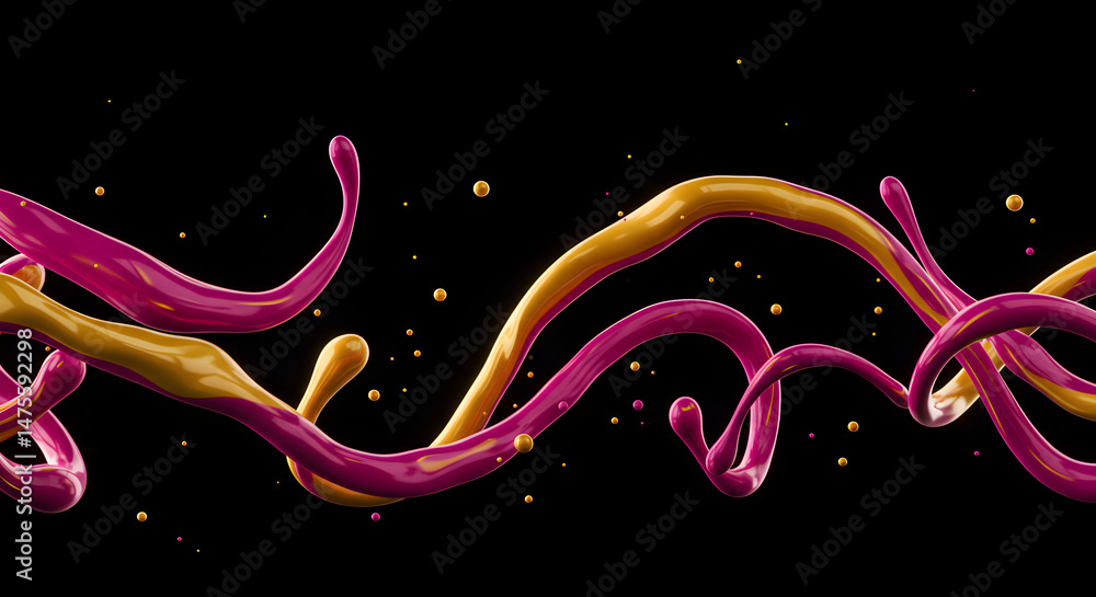 Poster abstract composition with flowing shapes in a vibrant color combination