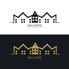 Symmetrical Modern Architecture - Simple Line Art Houses in Black and White