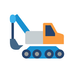 Colorful excavator icon illustration on black background