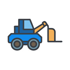 Illustration of a blue excavator on a black background