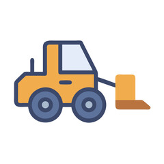 Naklejka premium Cute Cartoon Skid Steer Loader Illustration on Black