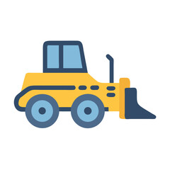 Cute Yellow and Blue Skid Steer Loader Illustration