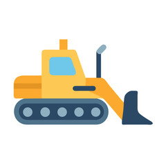 Yellow Bulldozer Construction Vehicle Cartoon Illustration on Black