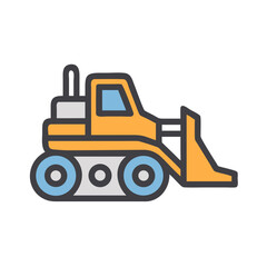 Illustration of a Yellow Bulldozer Icon on Black Background