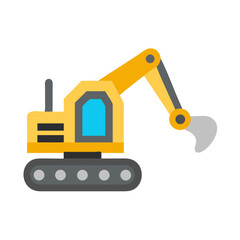 Simple Yellow Excavator Illustration on Black Background