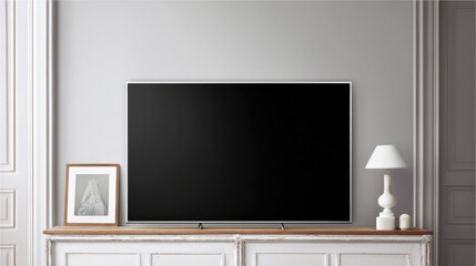 Fototapeta premium Flat screen television on entertainment center