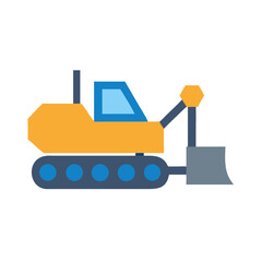 Bulldozer illustration. Construction equipment vector icon on black