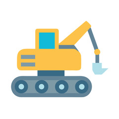 Obraz premium Yellow Excavator Illustration on Black Background, Construction Equipment
