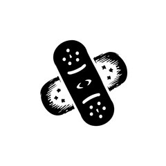 Stylized Crossed Bandages Illustration in Monochrome, Minimalist Design for Healthcare