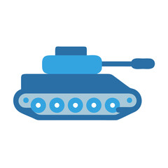 Blue Cartoon Tank on Black Background Vector Illustration