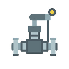 Stylized industrial valve icon with pressure gauge and pipes