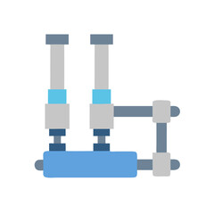 Vector art showcasing a two-cylinder hydraulic mechanism