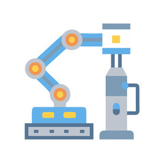 Robotic Arm Manufacturing Automation Tool on Black Background