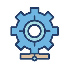 Blue cog with server for settings illustration vector