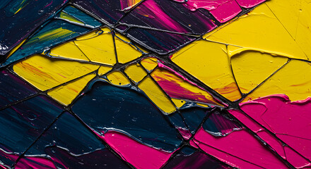 Geometric Oil Paint Palette With Vivid Color Blocks Composition