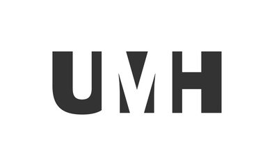 UMH logo design. Initial letter U M H bold font style for tech startups, consulting, corporate branding. Creative company name, headlines typography identity, trendy logotype.