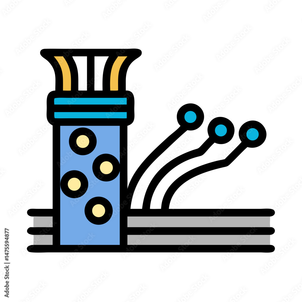 Poster abstract science technology machine with dots on black
