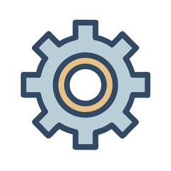Light Blue Gear Icon Symbol on Black Background