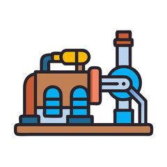 Colorful Industrial Illustration: Power Plant, Factory, or Machine