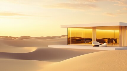 Modern Desert Home with Smooth White Walls and Large Windows