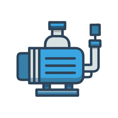 Blue and White Electric Water Pump on Black Background