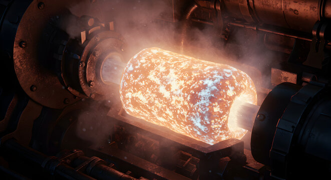 Molten Core Within a Complex Industrial Steampunk Style Apparatus - Powered by Adobe