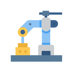 Automated robotic arm machine for manufacturing industry icon
